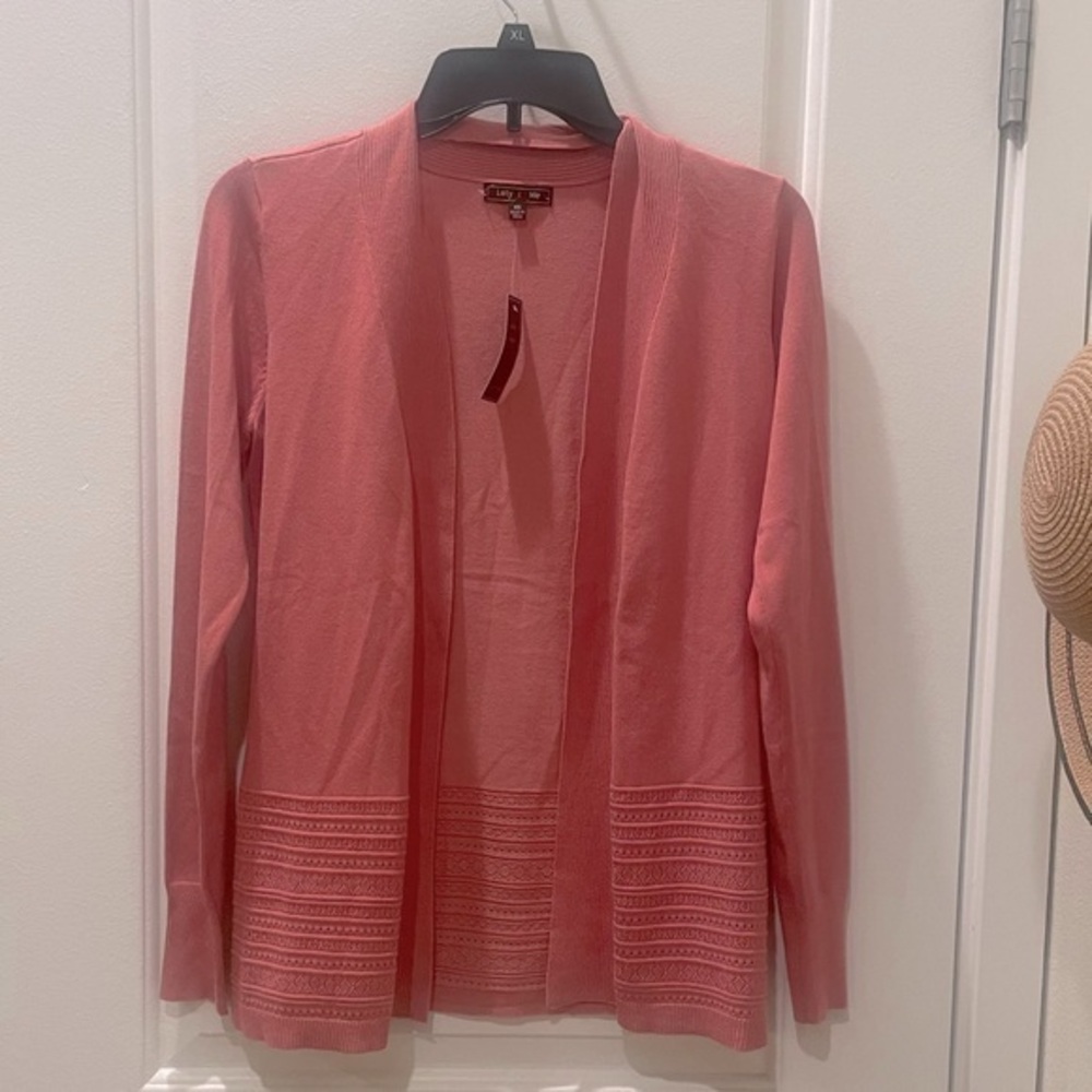NEW…Lety & Me Womens Gabby Pointelle Open Front Cardigan Sweater